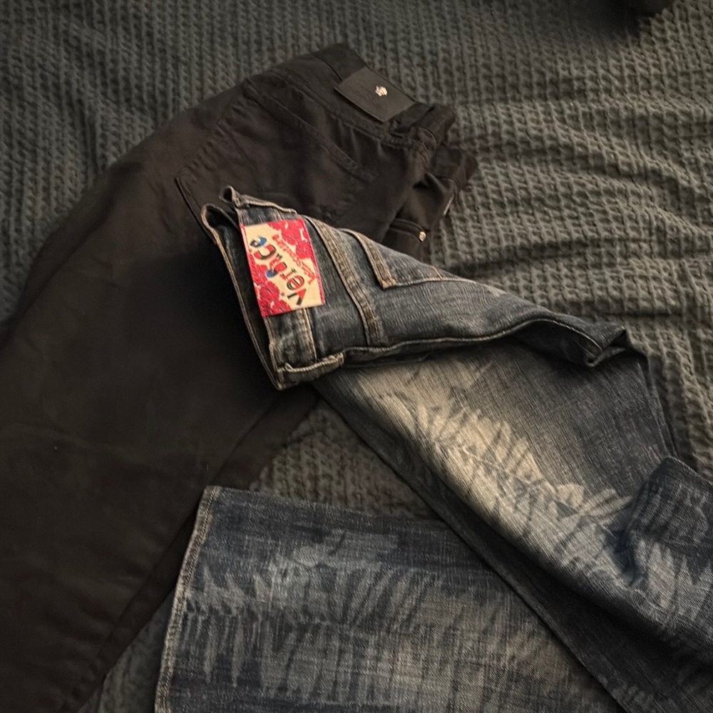 Versace Black and Blue Jeans with Faded Wash size 34 32